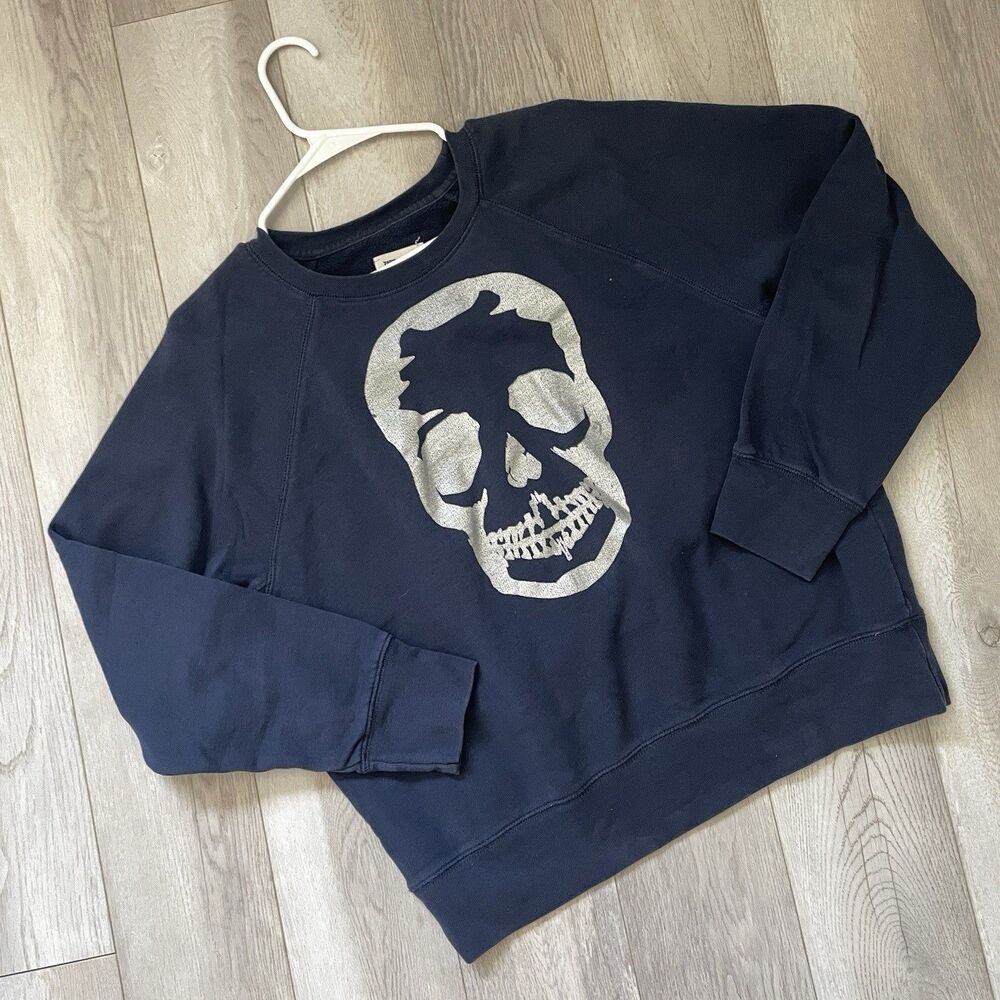 Zadig & Voltaire Sweatshirt skull upper print foil womens Navy Blue (medium)